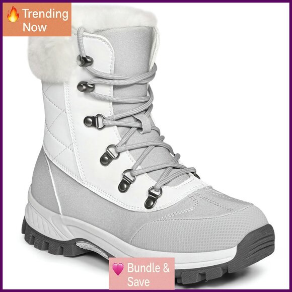 Women's Waterproof Winter Snow Boots Faux Fur Lined Insulated Non-Slip Mid-Calf